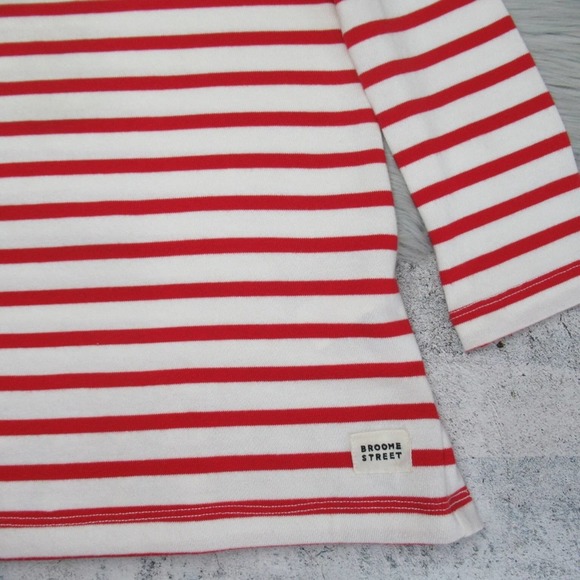 KATE SPADE Broome Street Red Nautical Striped Boatneck Ruffle Back Cotton Top XS - Picture 11 of 13